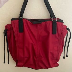 Large Burberry Nylon Tote Red Authentic